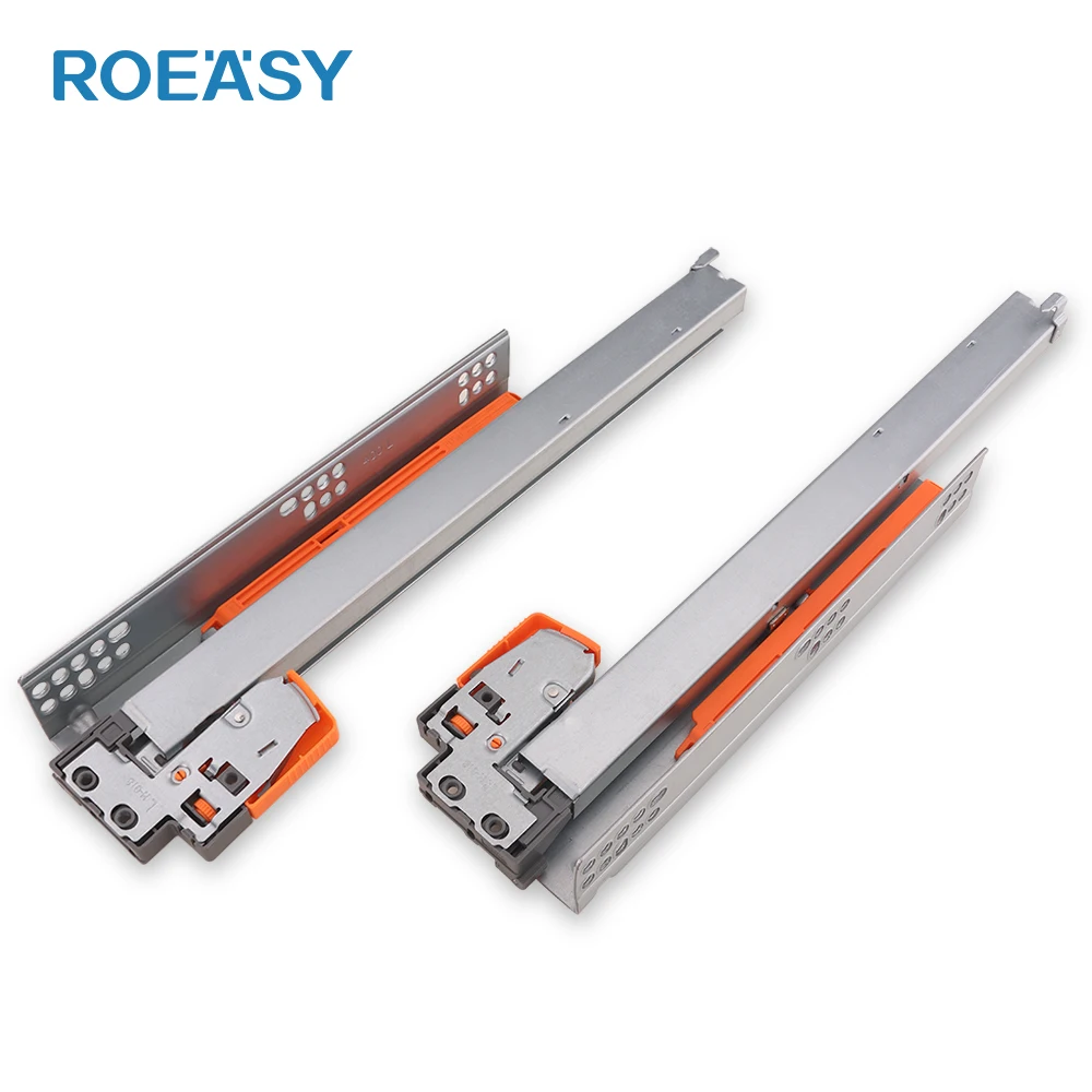 ROEASY Drawer Guides Channel 3D Adjustable Push Open Undermount Heavy Duty Full Extension Metal Rail Drawer Slide