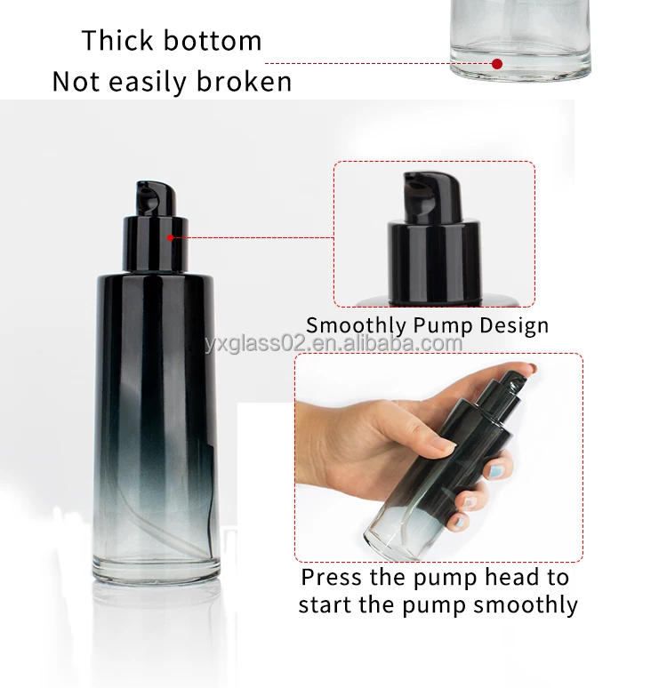 New special fashion style Luxury Cosmetic glass bottle set skincare cosmetic packaging with spray pump cap cover factory