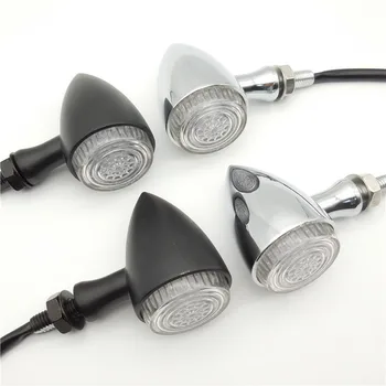 4-Piece 6V Amber Motorcycle Turn Signal Set - LED Blinker Lights With Bullet Connectors