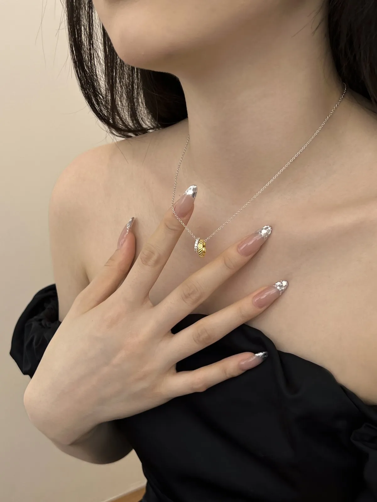 KAKODIY Boutique Jewelry Simple Zircon Zirconia Necklace Double Circle Pendant 18K Gold Plated 925 Sterling Silver Eternal Women's Necklace detail 2