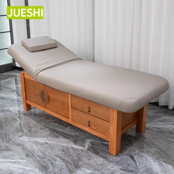 JUESHI Beauty Salon Massage Bed Factory Direct Wholesale Portable Massage Bed Wood Massage Table for Salon