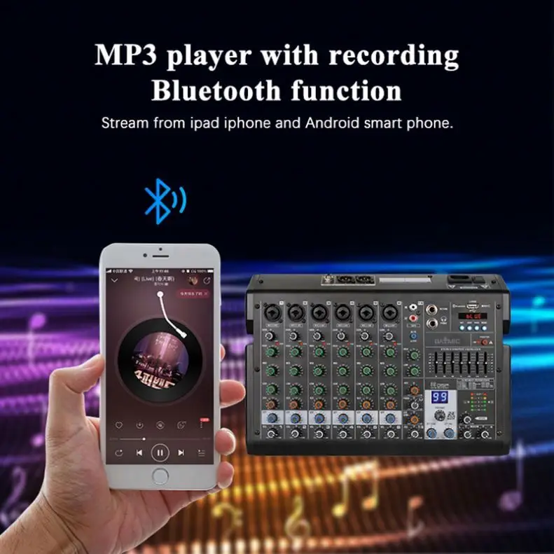 Factory OEM 8 Channel Sound Console Mini Audio Mixer 8 Channel Dj Mixer Audio With 99 Dsp Usb Studio Record Dj Sound Console