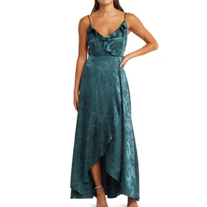 Formal Lady Evening Gown Sexy V-Neck Adjustable Strap Shimmering Floral Print Wrapped Cami Party Dress Women's Dresses