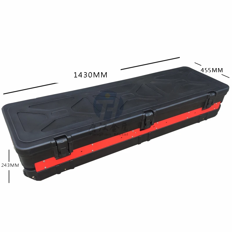 Rotomolded PlaStorage Toolbox with Customized Removable Trays and Wheels and Retractable Handles for Universal Pickup Truck