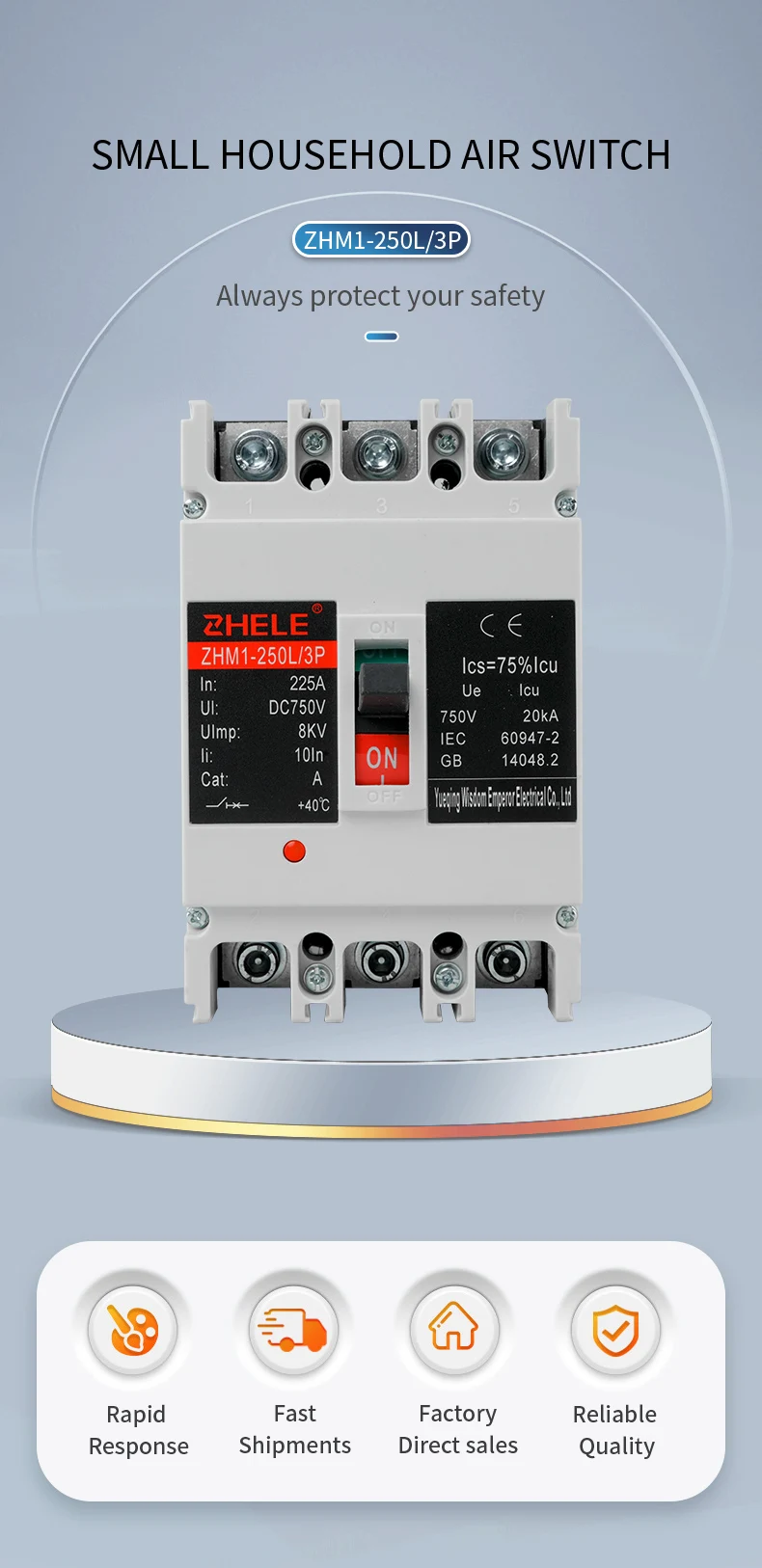 Mccb Molded Case Dc Air Switch Dc500v 750v 1000v Photovoltaic Dc ...