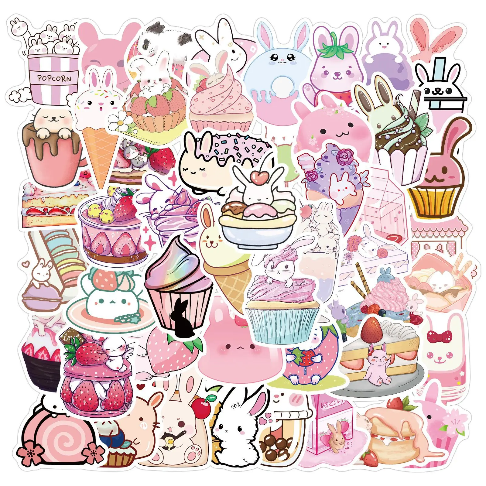 50pcs Cute Kawaii Pink Girl Sticker Notebook Paper Decal Decoration Diy ...