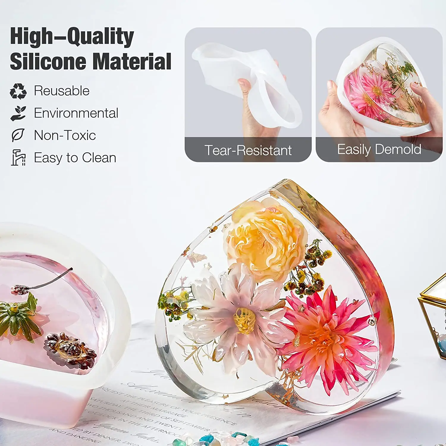 8 In 1 Large Resin Molds Silicone Kit For Epoxy Resin Flowers