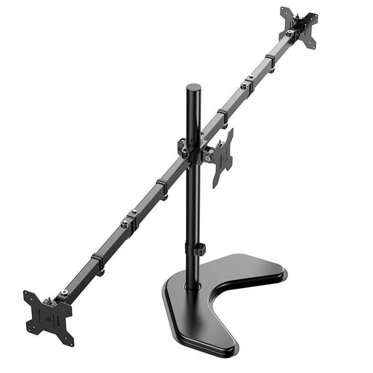 Portable Easy Rotate Dual Arms Monitor Stand with Base 13-32 Inch Free Visual Angle Adjustment Computer Laptop Stand for Desk
