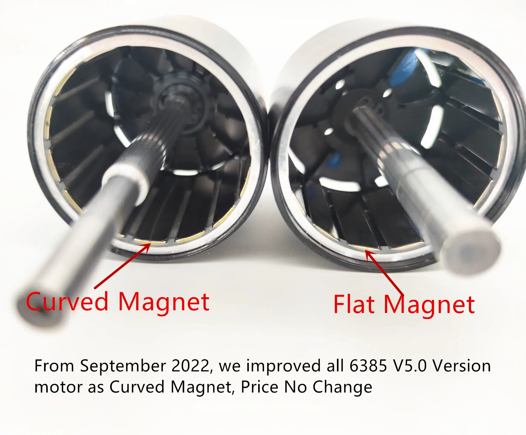 High Efficiency ESK8 Motors - Curved N45uh Magnet Cooling