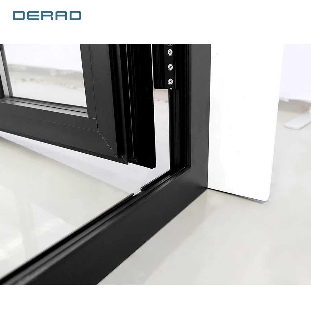 Visible door two pane design high quality black and customized color aluminum frame casement doors for restaurant hotel room factory