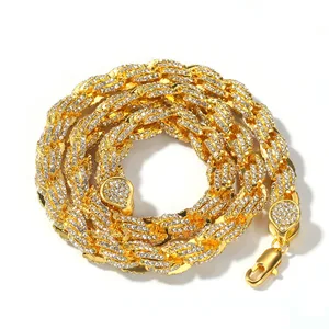 Men's Shiny Gold Plated Cuban Necklace Fashion Jewelry-Cheap Price Hip Hop Rope Chain for Gift