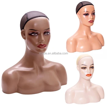 AliLeader Custom Logo African American Female Bust Half Body Realistic Mannequin Head with Shoulders for Wig Display