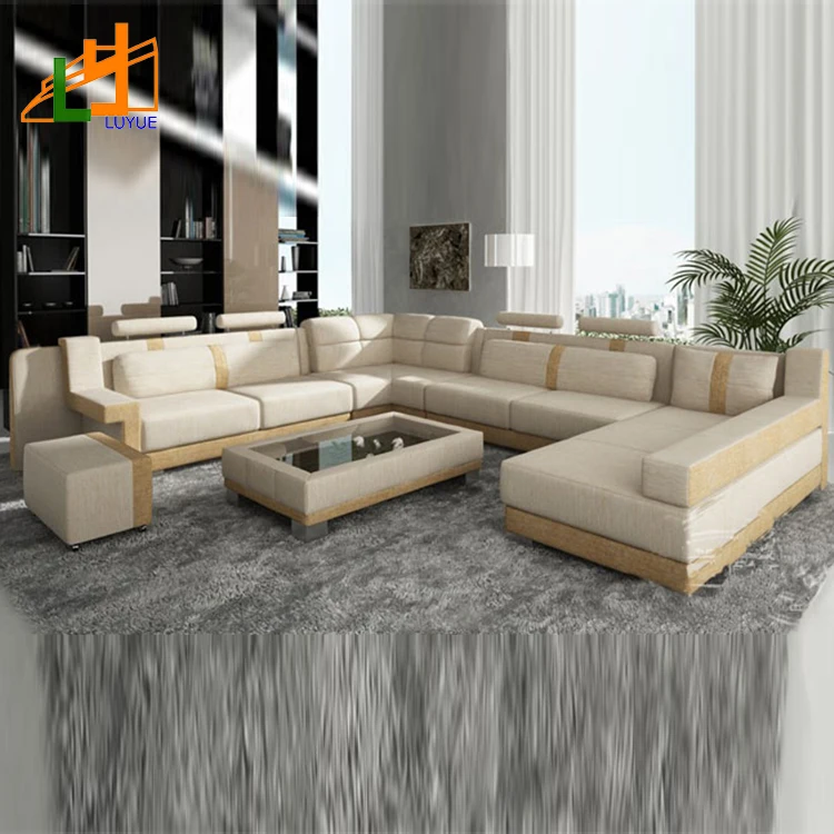 Modern 8-Seater U-Shape Genuine Leather Sofa Set 8-Seater Furniture Couch with Sponge Filling