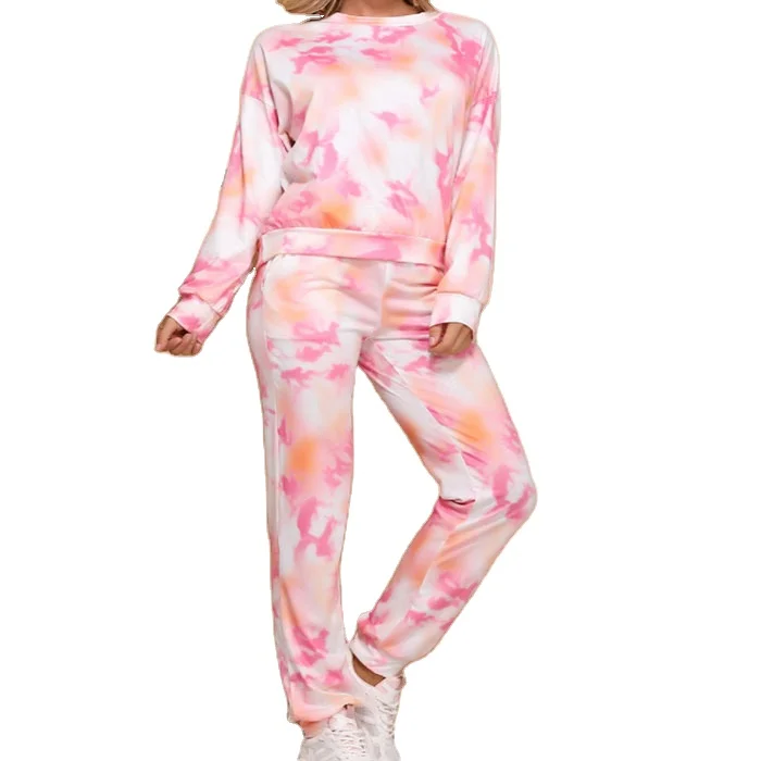 pink tie dye sweatpants set