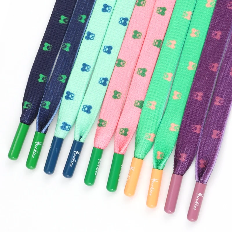 Custom Printed Drawcord Hoodie String Flat Drawstring 12mm Width Cotton Cord With Metal Tips