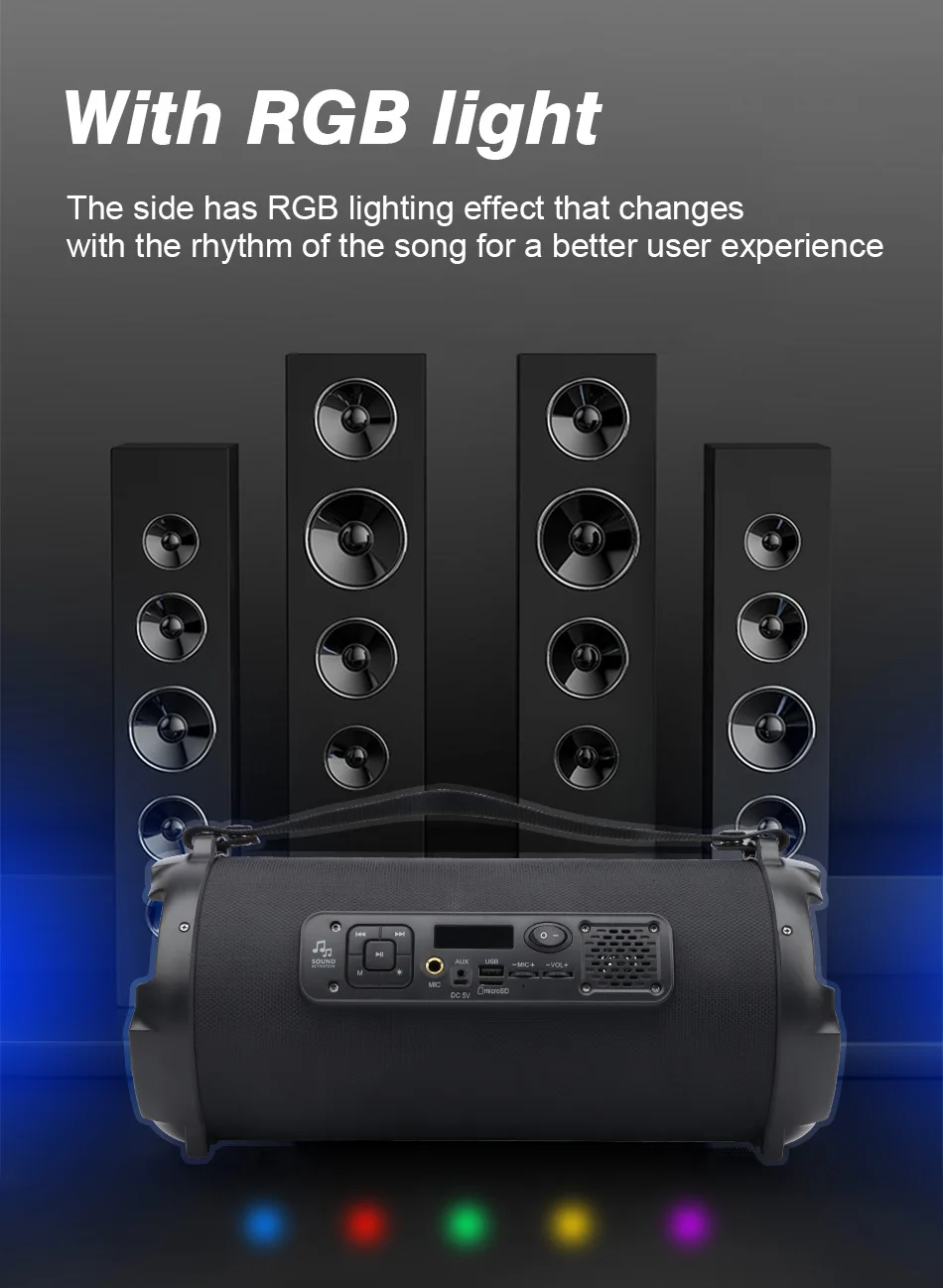 Miccell Wireless Outdoor Speaker Rgb Led Light Portable Waterproof Rock