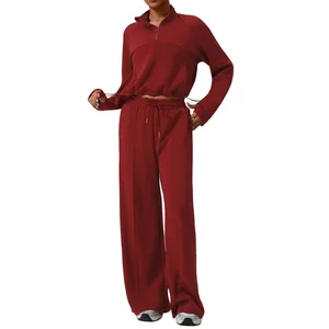 Women's Autumn/Winter Fashion Sports Set High Waist Casual Wide Leg Pants Hoodie Fitness Yoga Set