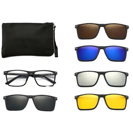 2024 Rectangular Magnetic Clip-on Eyewear TR Sunglasses