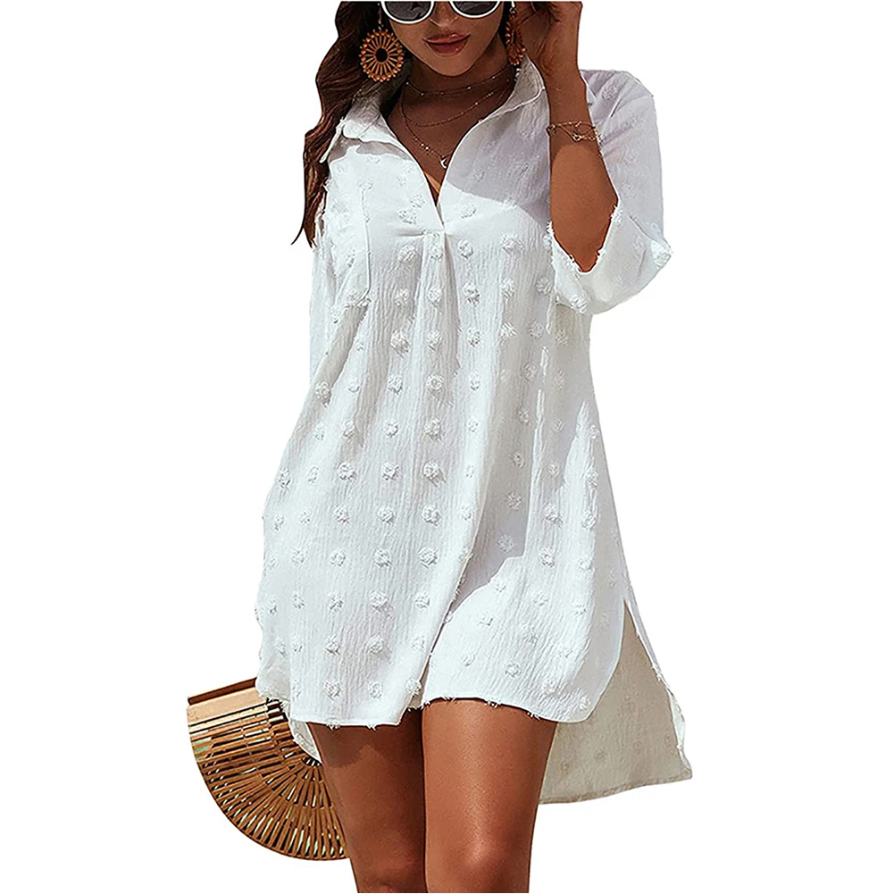 Blusa larga personalizada para camisa blanca Lisa oversize para mujer