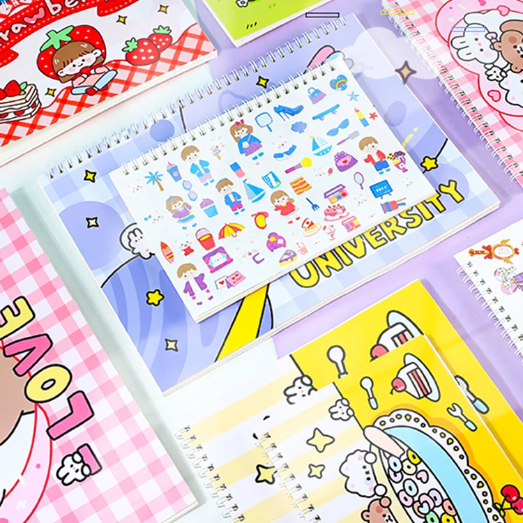 Custom Cute Cartoon Sticker Books Scrapbook Kids Blank Reusable Sticker