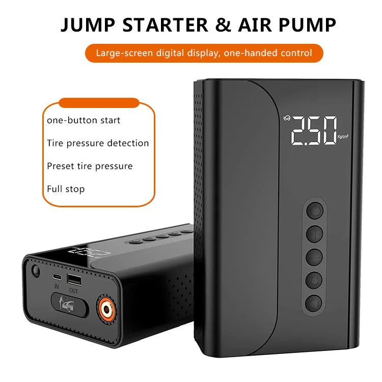 New Arrival Automatic Lightweight Wireless Digital Display  Tyre air Pump Car Starter Power Bank All Vahicle Tyre air Pump