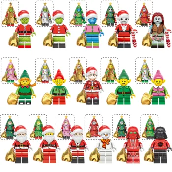 2024News Christmas Gift Building Blocks Mini New Year Santa Gingerbread Man Figure Assembled Toy Collector Model Figures Toys