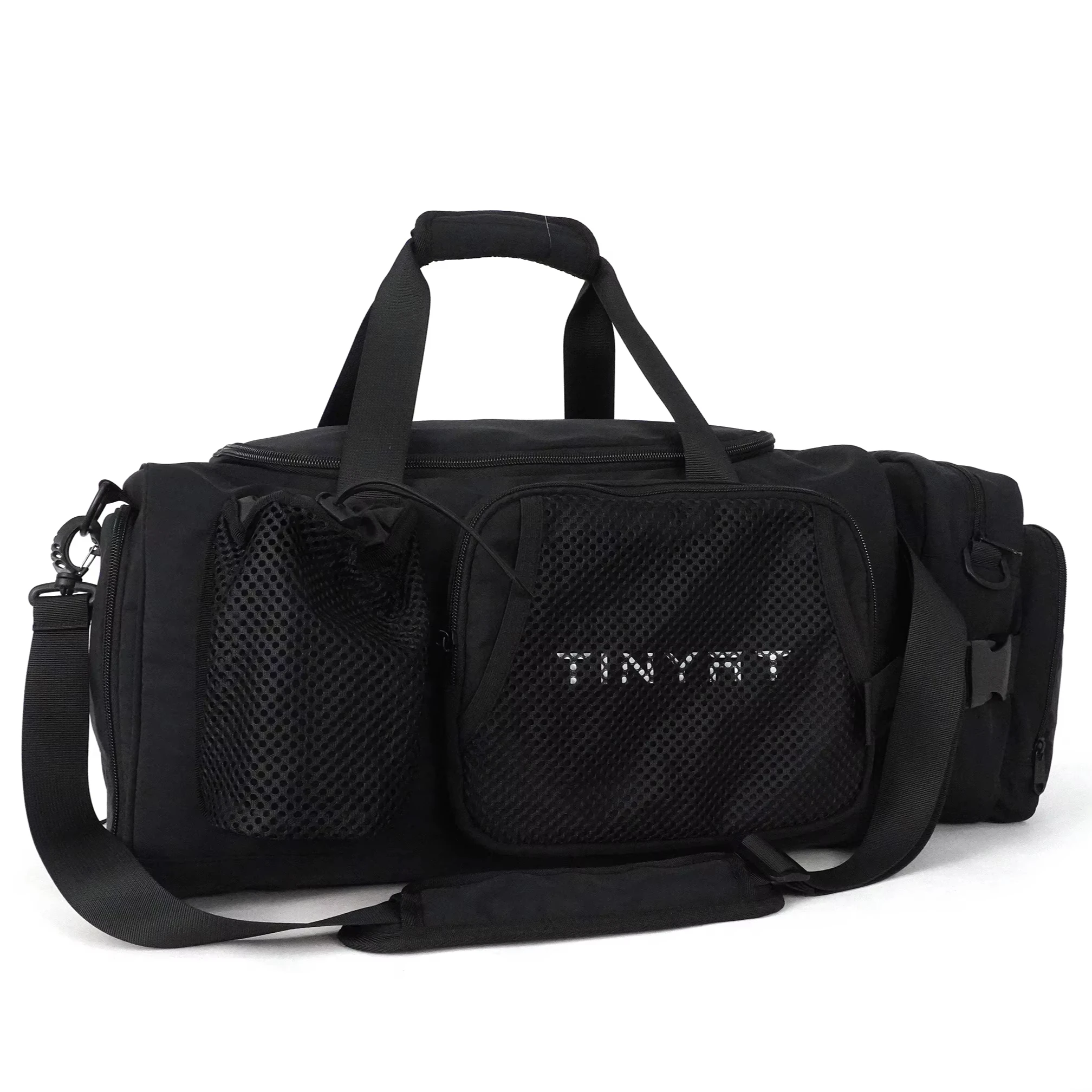 TINYAT Unisex Black Travel Backpack Large Capacity Lightweight Carry-on Luggage Fashionable Zipper Waterproof Single Shoulder