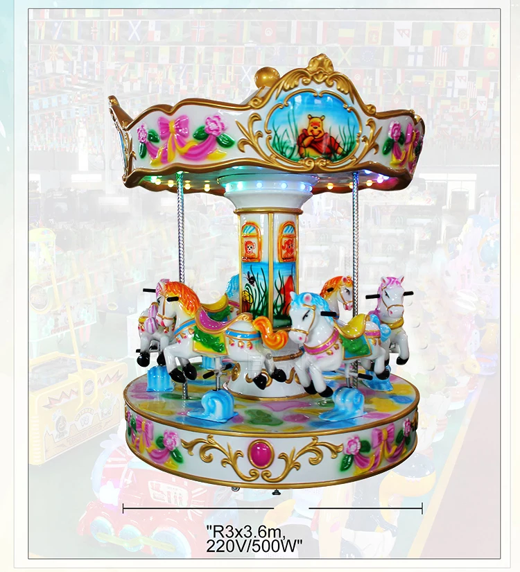 Coin Operated Carousel Small Fairground Merry Go Round Kids 6 Seats ...