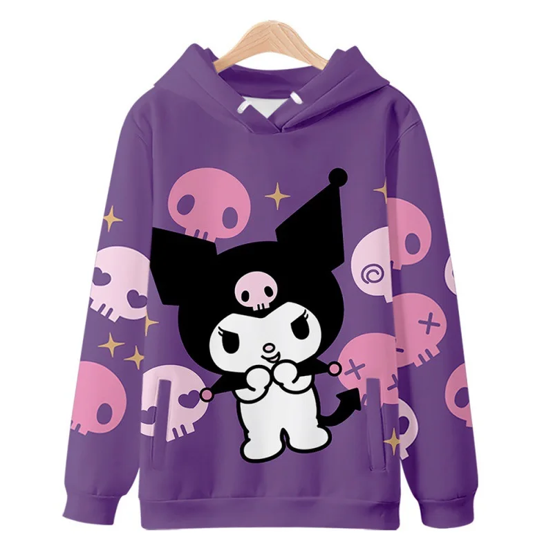 Sanrio Kuromi Hoodie Kawaii Hooded Sweater With Printed Design Cute ...