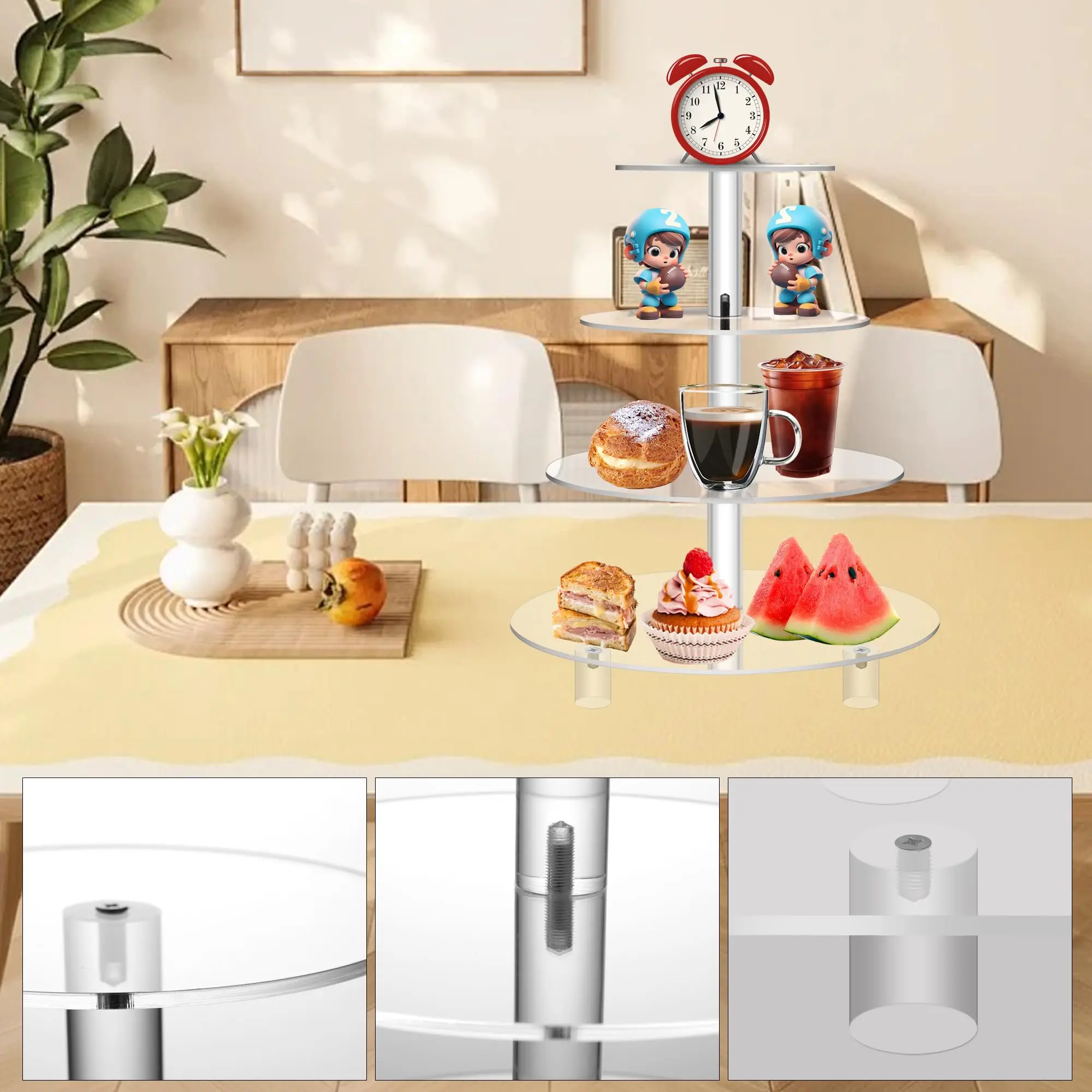 4 Tier Acrylic Round Cake Stand Cupcake Stand Dessert Tower Tea Party Serving Platter, Cupcake Tree Wedding Party Décor manufacture