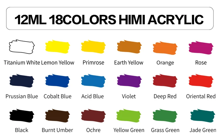 Wholesale China manufacturer HIMI 12ml 18colors non-toxic acrylic paint  brands From m.