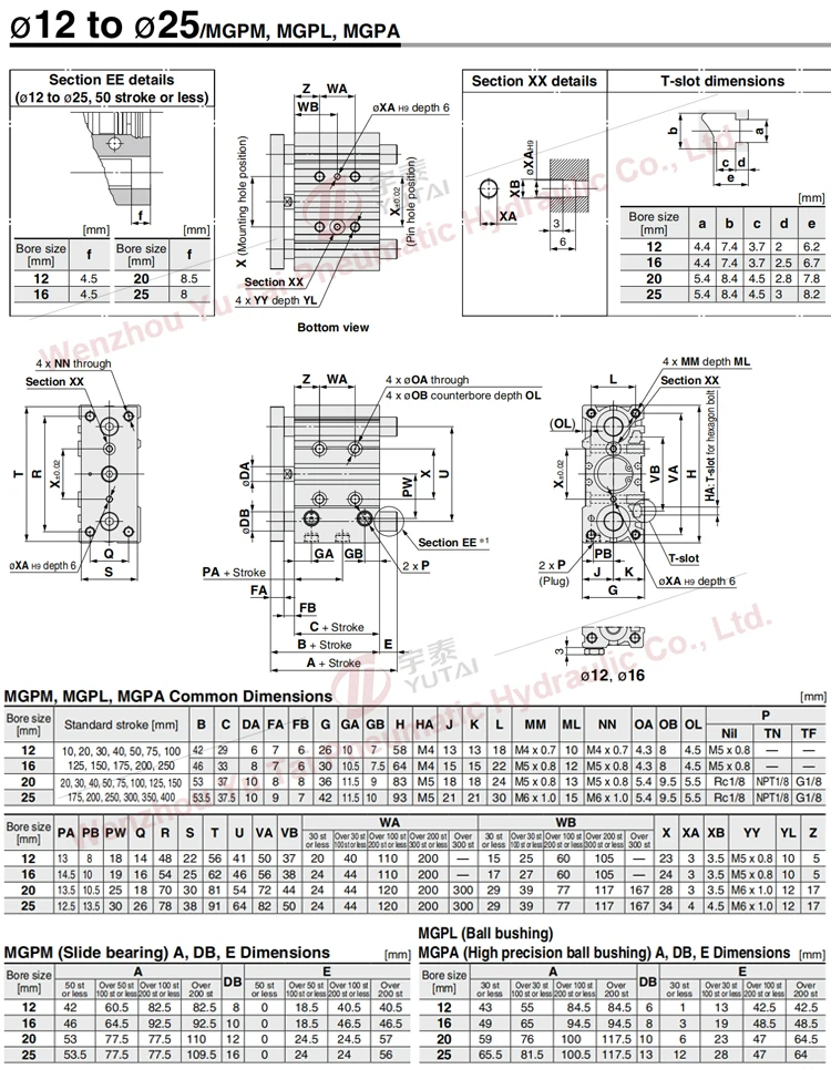 Smc Type Compact Heavy Duty Guide Cylinder Thin Three Axis Pneumatic