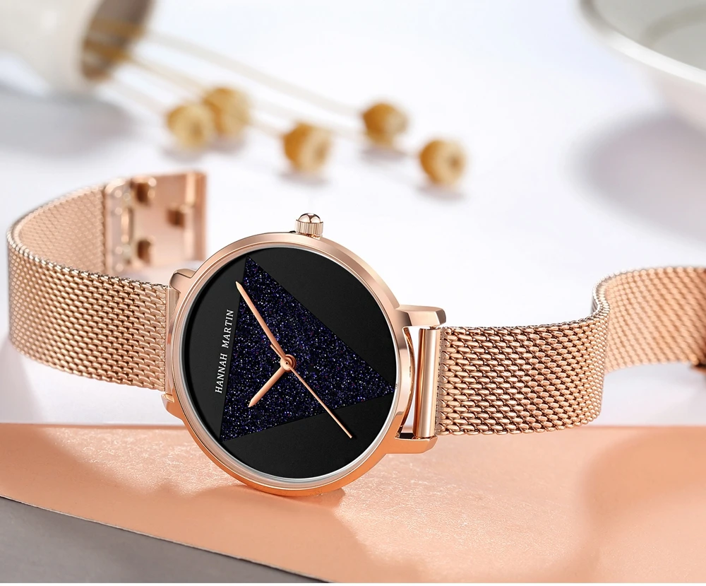 Hannah Martin 1332 Customized Rose Gold Ladies Quartz Watches Small Dial  Fashion Stainless Steel Waterproof Luxury Women Watch