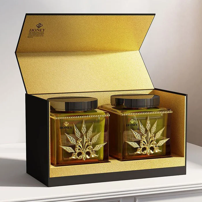 Custom Logo Rigid Cardboard Folders Honey Jar Gift Box with Matt ...
