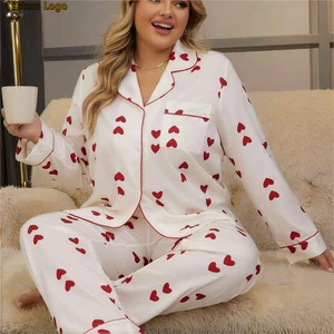 Custom Logo Pyjama Elegant Printed 2-Piece Milk Silk Plus Size Pajamas for Women Soft and Breathable Sleepwear Home Relaxation