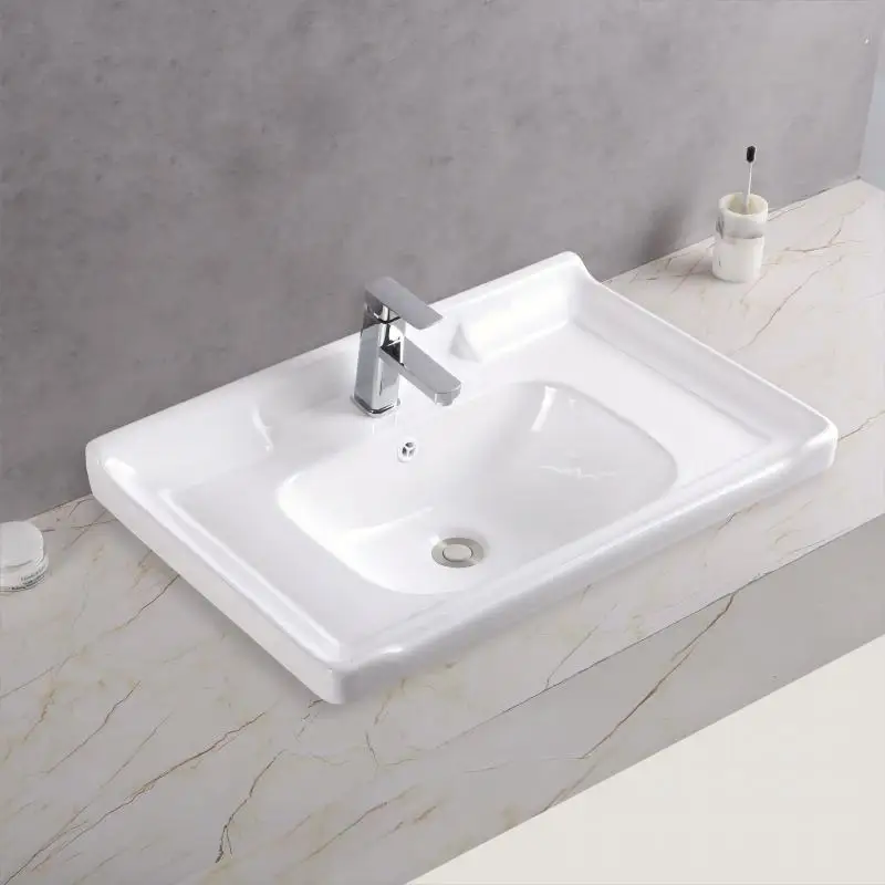 Household Top Mount Rectangular Sink Manufacturer Hand Wash Basin Ceramic Sink Bathroom