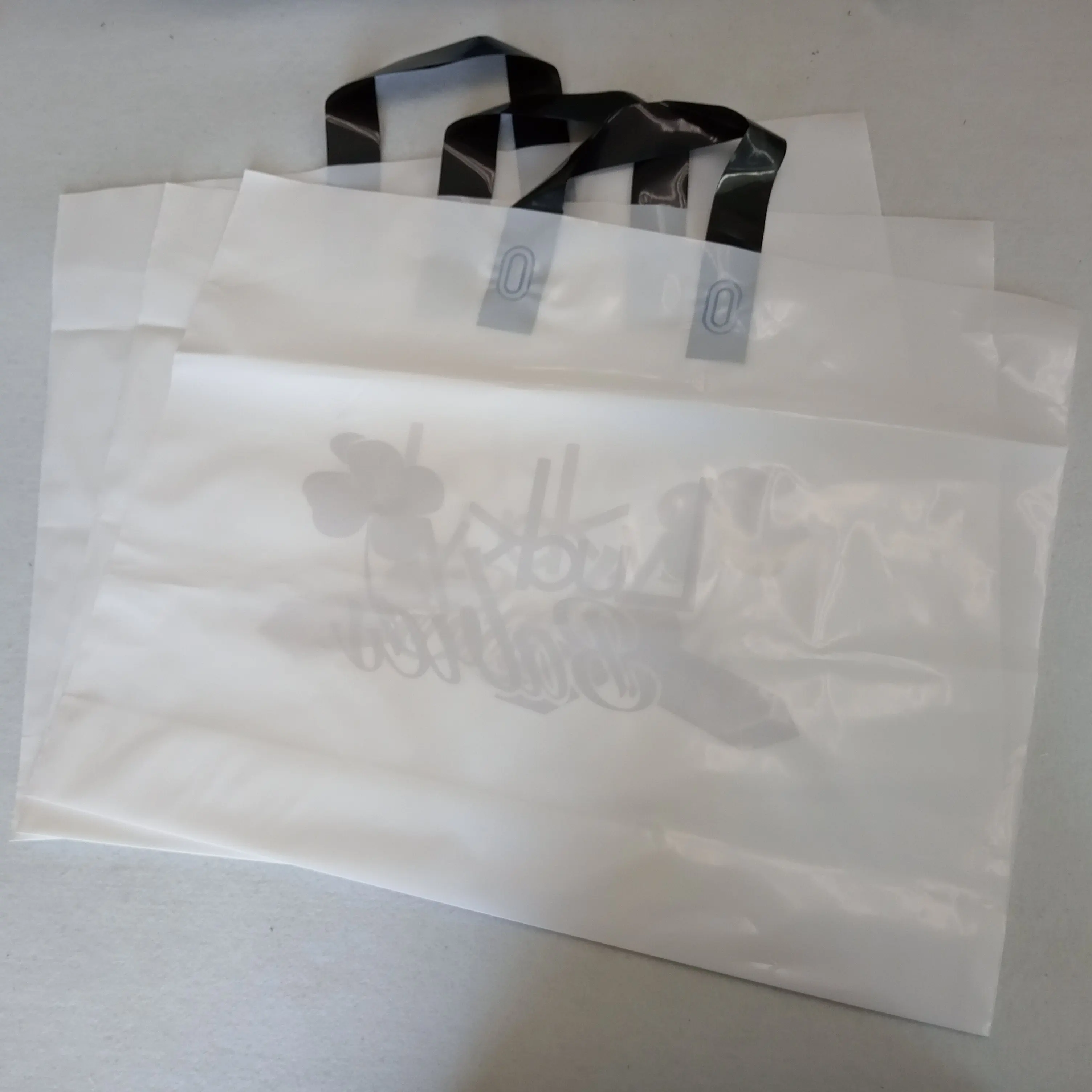 Custom logo Transparent Shopping Bag Custom Plastic Shopping Bag with Handles