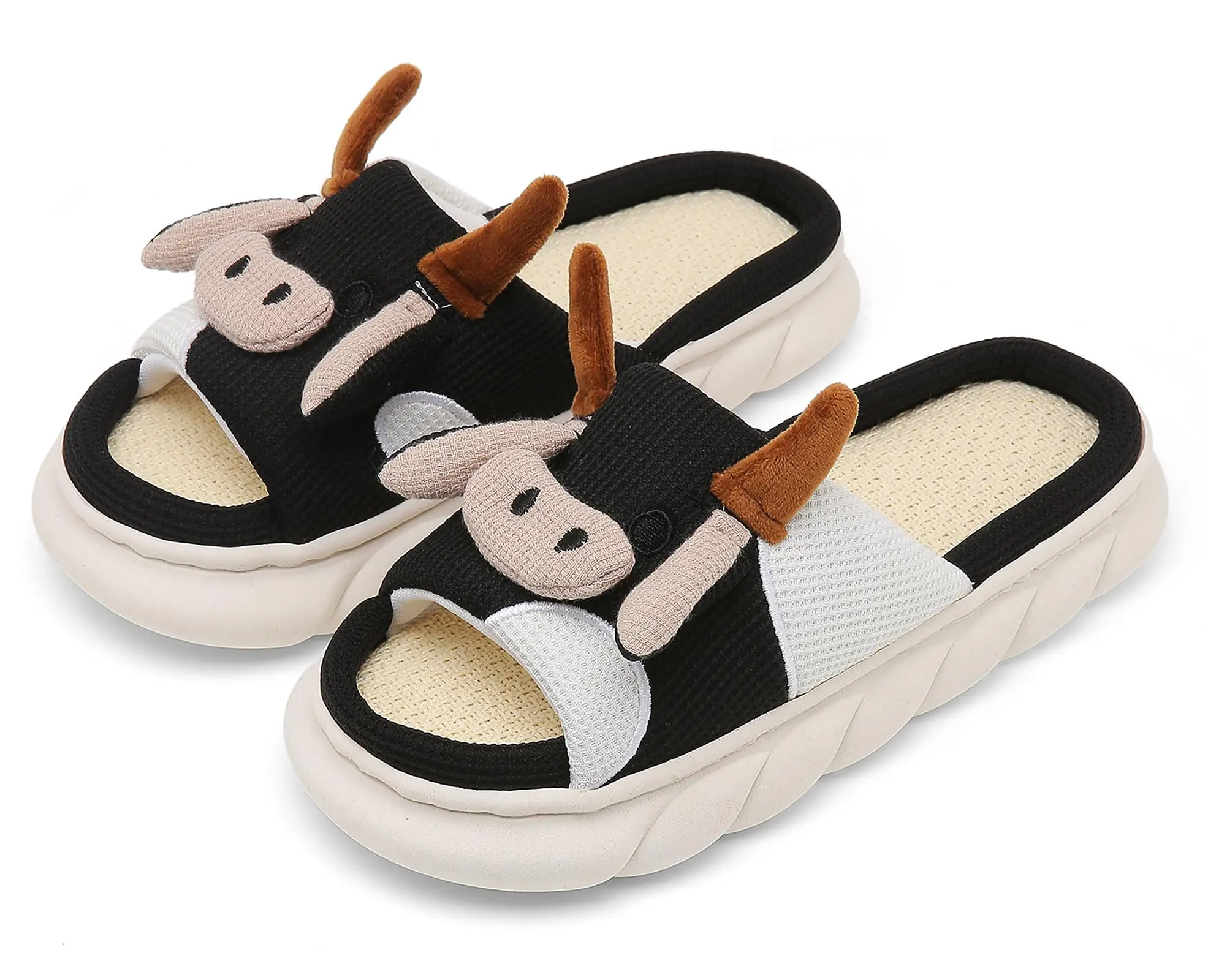 2024 Best Selling Vaquita Milk Cow Lady Slippers Linen Cartoon Soft Padded  Warmth Chinelos Pantoffe Pantoufles Pantuflas