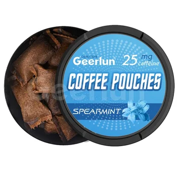 OEM Geerlun Nootropic Coffee Powder Pouches Spearmint Flavor Energy Boost Focus Support Natural Caffeine Herbal Supplement Pouch