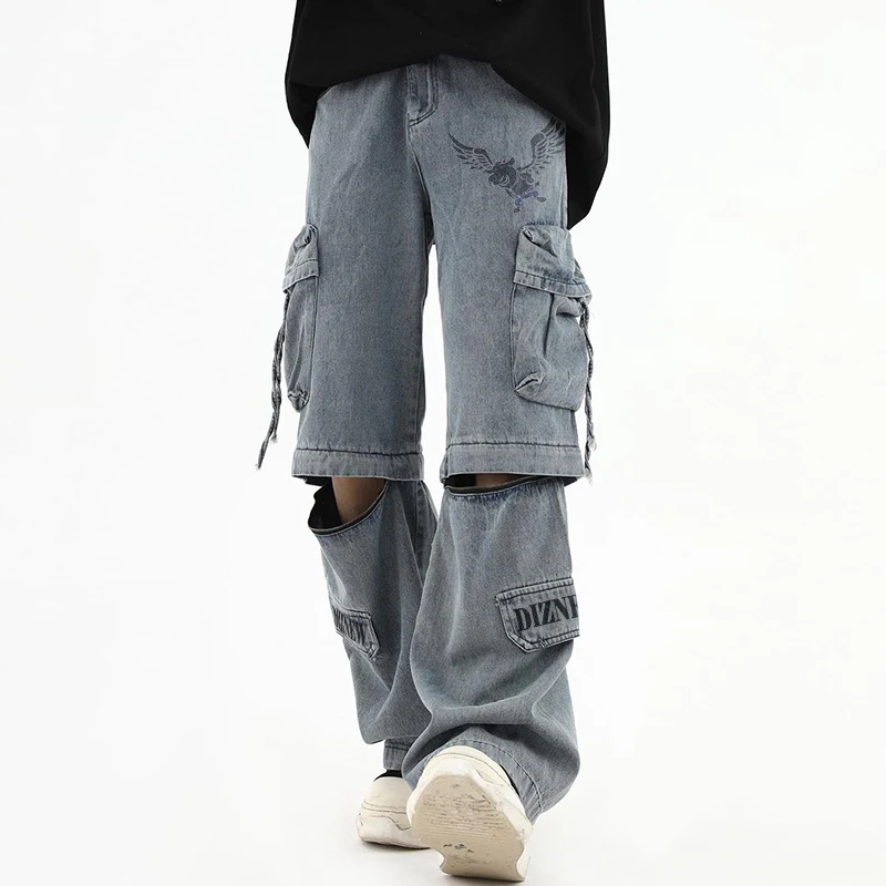 DiZNEW mens jeans denim Streetstyle oversized unisex ultra baggy jeans men Straight blue wide leg jeans for men factory