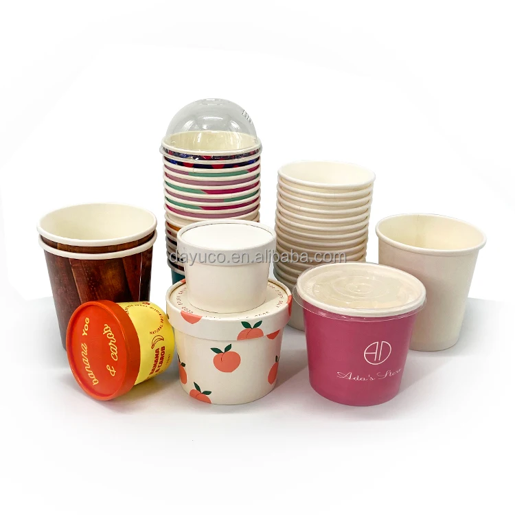 8oz Disposable Ice Cream Cups With Custom Printing - Eco-Friendly and Recyclable