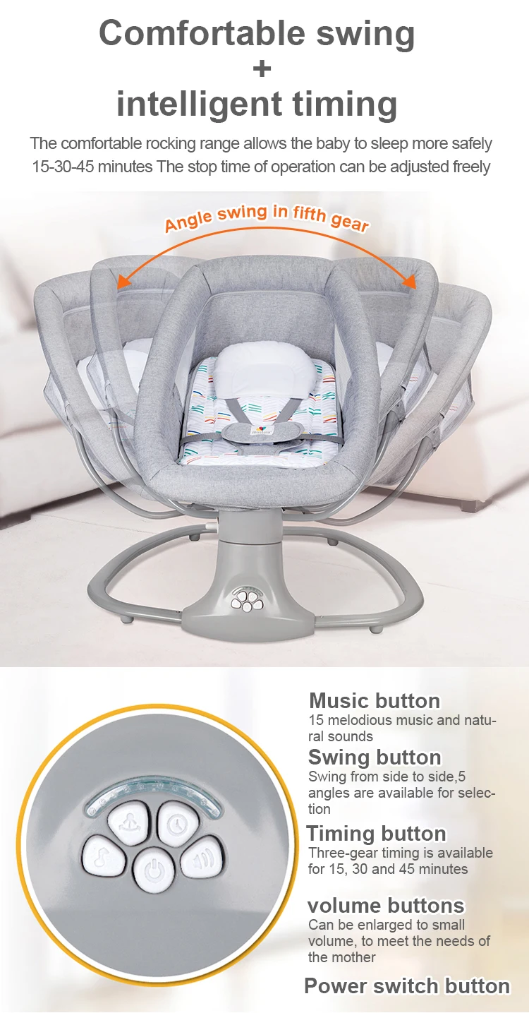 Cheap Safety New Born Automatic Cradle Swing Baby Electric Bouncer Rocking Chair With