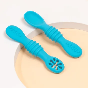 Silicone Chew Spoon Set for Babies and Toddlers | Safety Tested | BPA Free | Microwave, Dishwasher and Freezer Safe