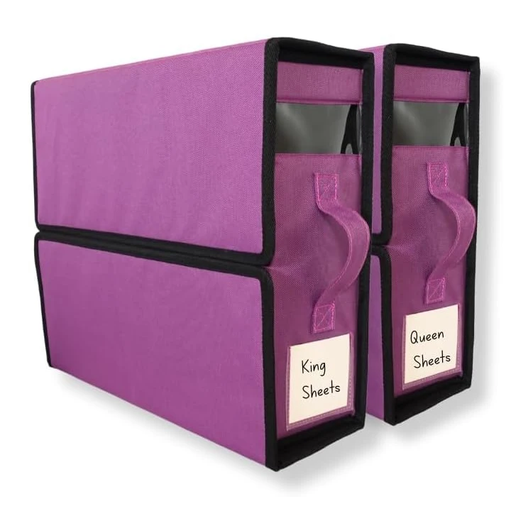 Purple Foldable Linen Under Bed Storage Bins Zipper Foldable Storage Bin Bed Sheet Organizers