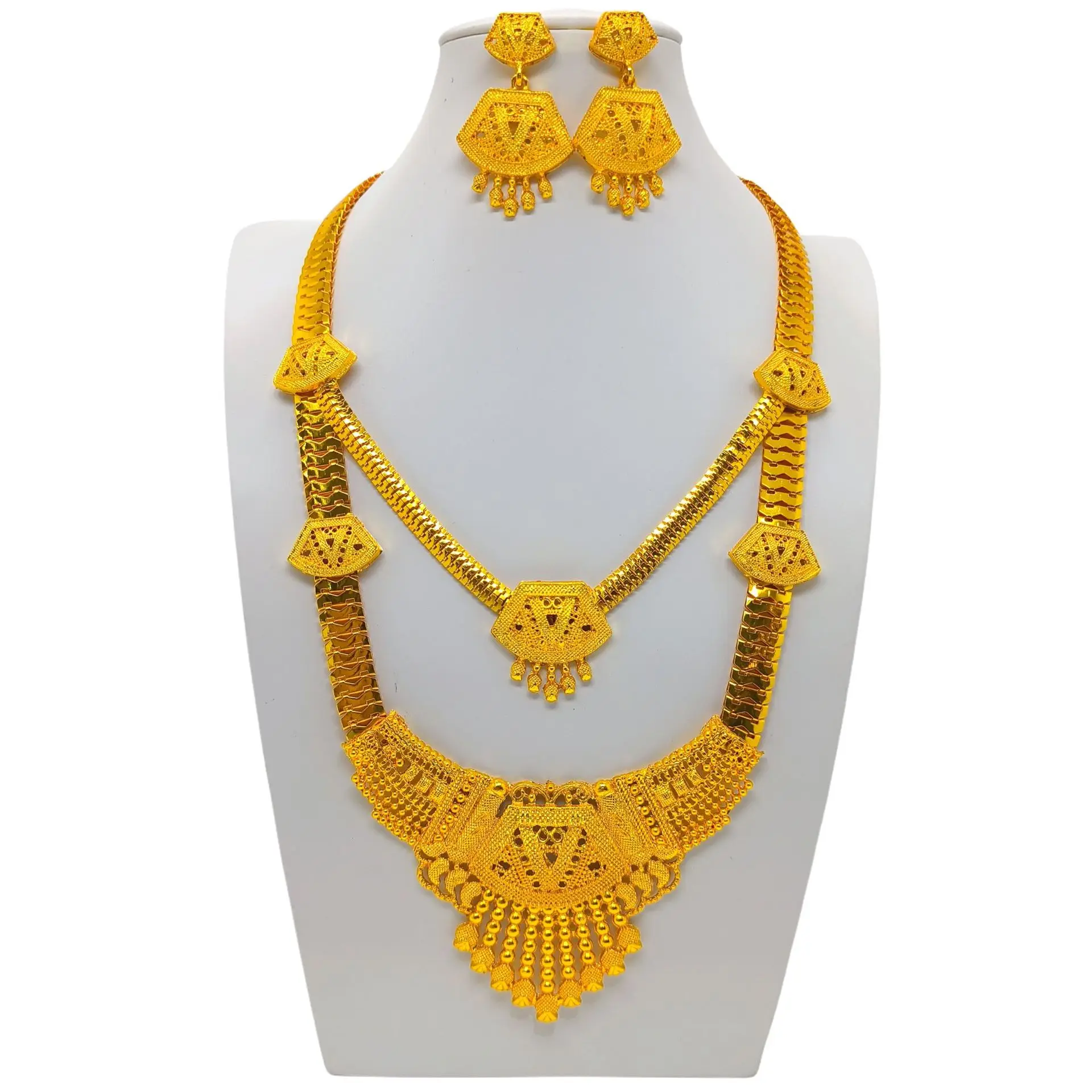 Saudi Arabia Necklace Design Gold Plated Jewelry Set