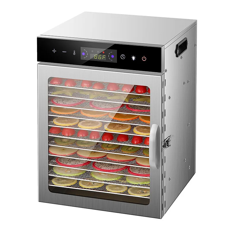 12-Floor Electric Food Dehydrator Digital Timer Temperature Control Stainless Steel Keep Warm Dryer for Jerky Meat Beef Fruit