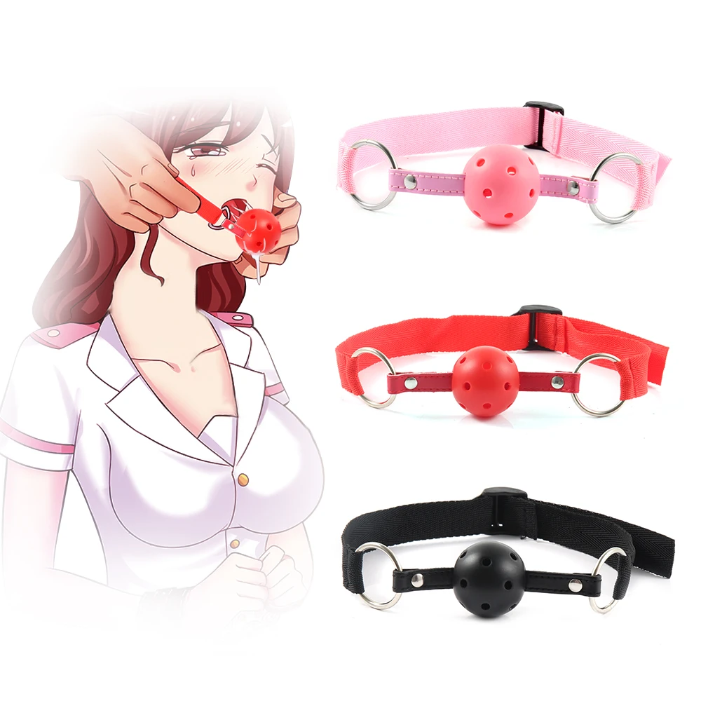 Plastic Mouth Ball Gag With Adjustable Nylon Strap - BDSM Toys for Adult Games, Available in Black, Red, Pink Colors Plastic Mouth Ball Gag With Adjustable Nylon Strap - BDSM Toys for Adult Games, Available in Black, Red, Pink Colors