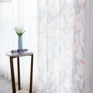 Floral Printed Voile Curtain Shaoxing Textile Sheer Curtain Fabric Ready Made Floral Design Curtains