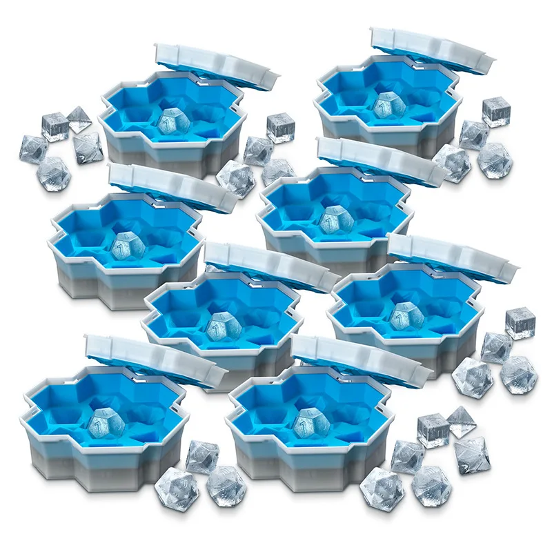 DD1646 Creative 7 Cubes Polyhedral Dice Molds Box Stackable Baking Ice Trays for Freezer Cocktail Drink Dice Ice Cube Mold