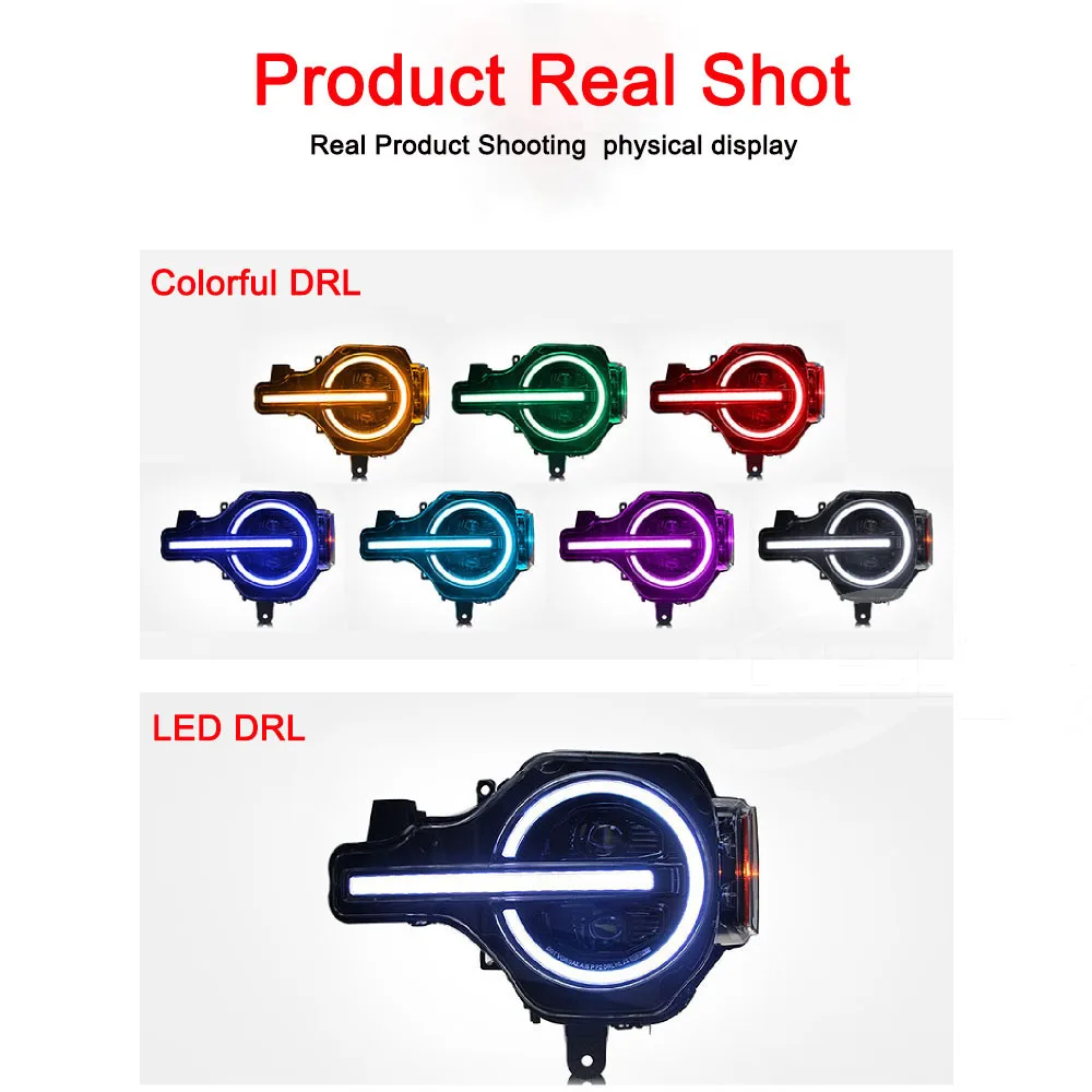 DRL Lights for Bronco 2022 Front LED Headlight Projects Lens Colorful... — 2